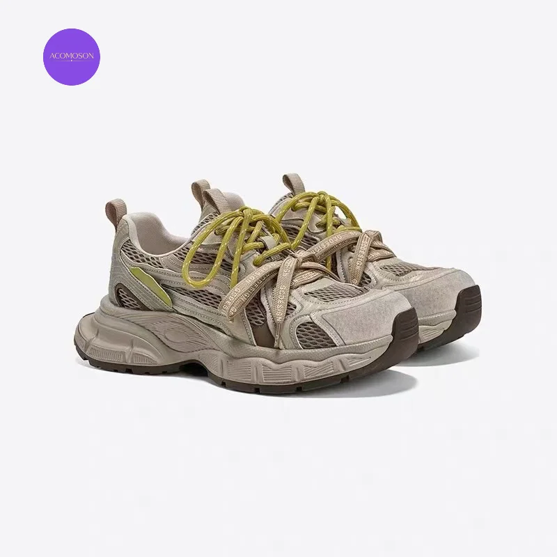 ACOMOSON EU US Size Fashion Retro Distressed Thick-Soled Dad Shoes For Women Height-Increasing Breathable Sports Casual Shoes