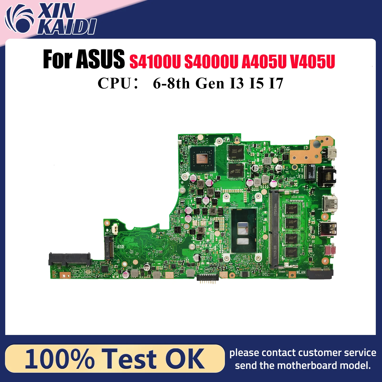 

X405UQ Материнская плата для ноутбука ASUS X405UQ S4000U A405U X405U X405UN X405URP S405U X405UF V405U S4100U Материнская плата с процессором I3 I5 I7