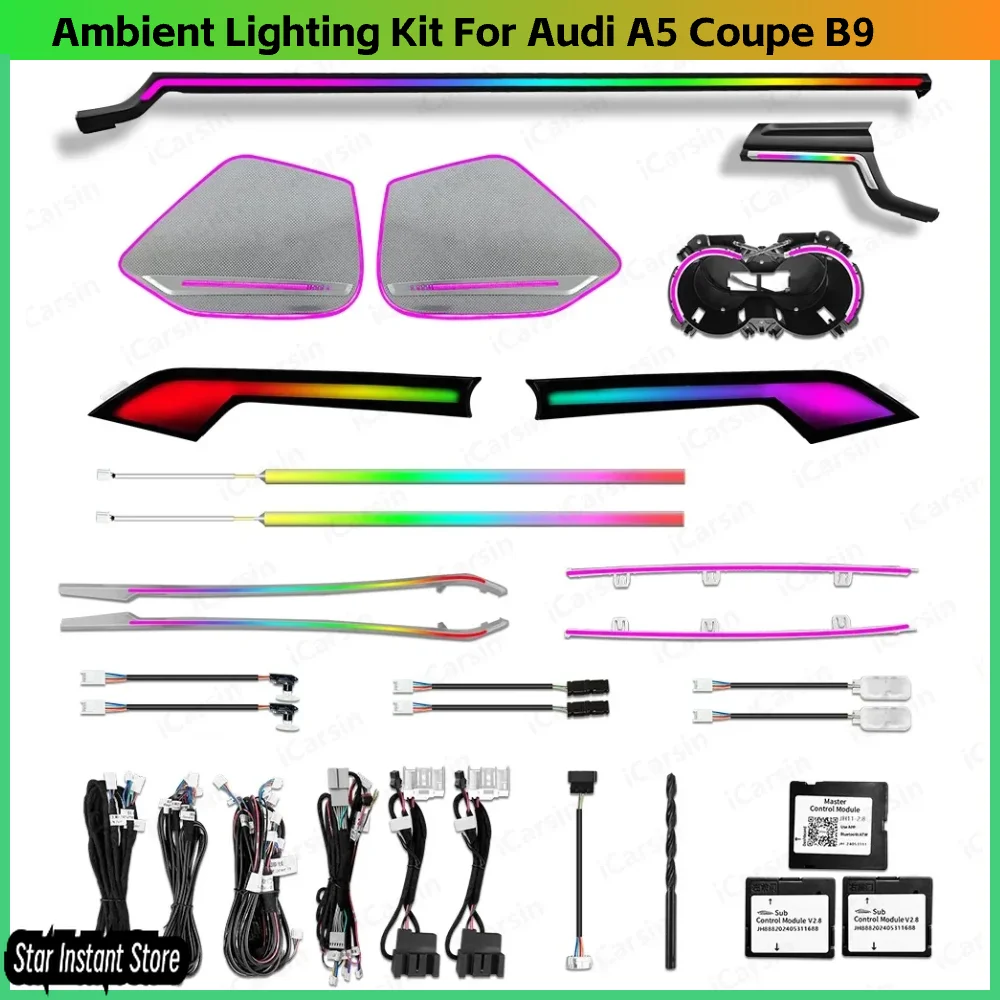 

Upgrade 256 Colors Symphony Led Car Interior Ambient Lights Decoration for Audi A5 Coupe B9 Atmosphere Strip Accessories