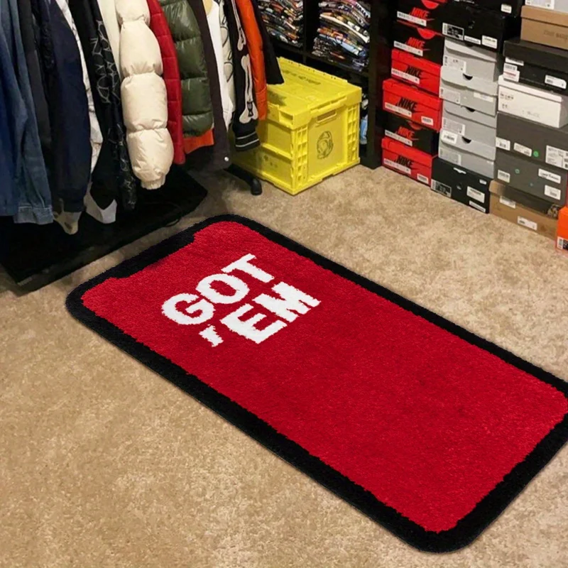 Red Creative Signature Screen GOT ME Carpet Living Room Decoration Plush Carpet Bedroom Bedside Cloakroom Non-slip Mat Washable