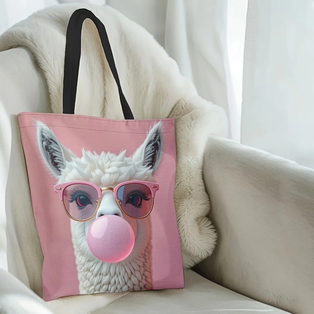1pc Chic Alpaca Bubble Gum Tote Bag Lightweight & Trendy Shoulder Bag with Large Capacity for Travel Shopping and Daily Use