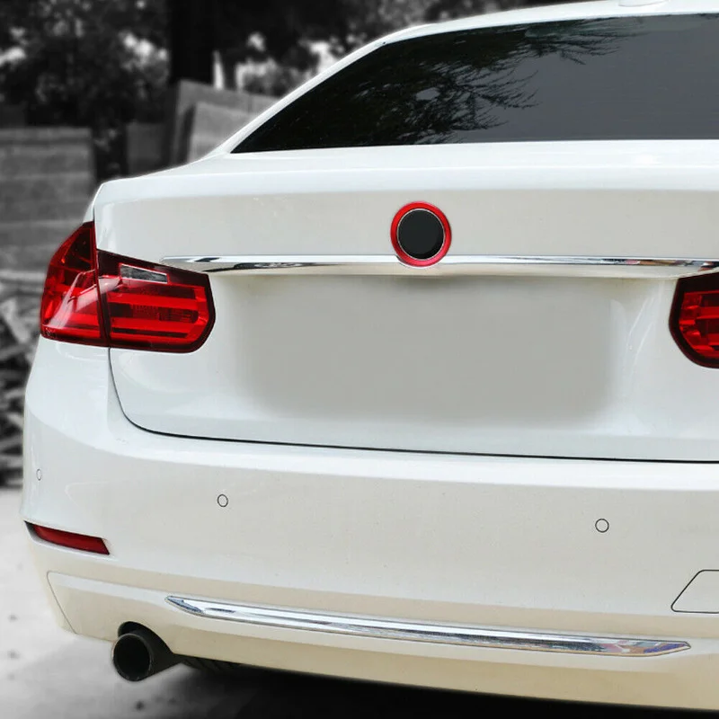 Para bmw 82 / 74mm emblema capô do carro frente logotipo traseiro anel capô tronco círculo emblema anel circundante azul/vermelho decoração