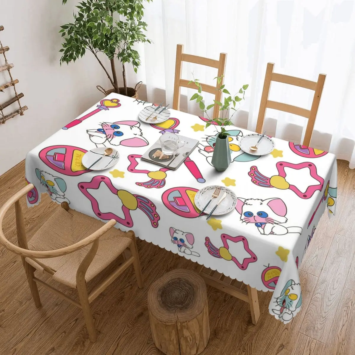 Creamy Mami Design Custom Rectangular Tablecloth Oilproof Table Cover for Dining Events Table Cloth