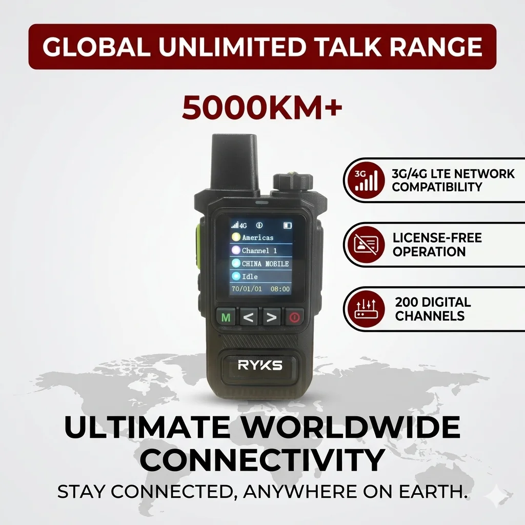 Police On Duty Walkie Talkie 2 Pcs 10000Km Real-Time Global 4G Lte Sim Card 1-Year Service Aes256 Encrypted Xin Poc Radio