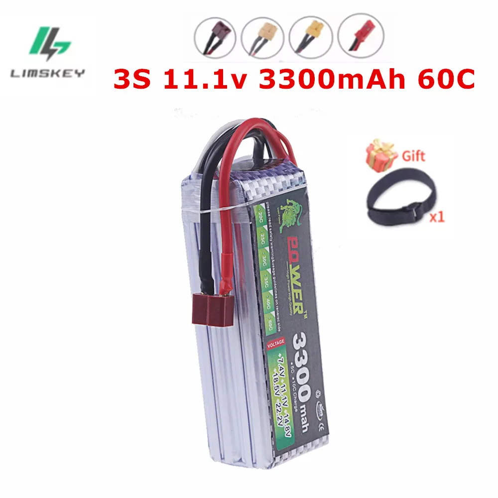 11.1V 3300mAh Lipo Battery 60C For RC Helicopter Aircraft Quadcopter Cars Airplane 3S 11.1V Bateria With T JST XT30 XT60 Plug