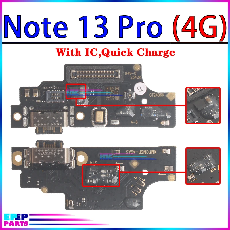 Usb Dock Charger Connector for Xiaomi Redmi Note 12 12S 13C Pro Plus + 4G 5G Charging Board Module Flex Ports