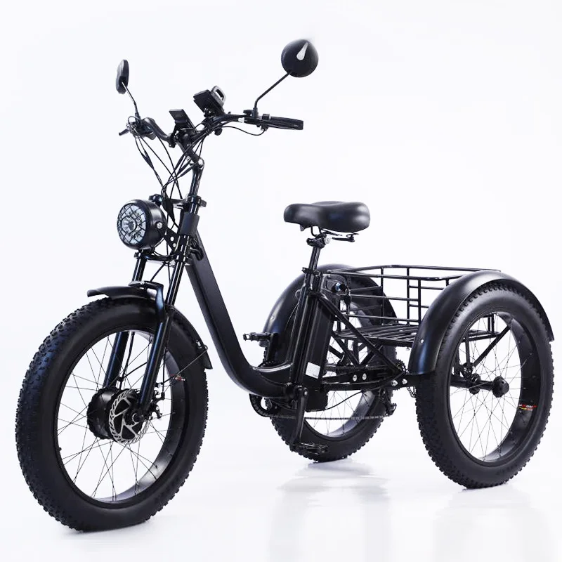 

48V 500W Urban Electric Tricycle 20-Inch Fat Tire Power Assisted Three-Wheeled Vehicle Open Body Power Assisted Electric