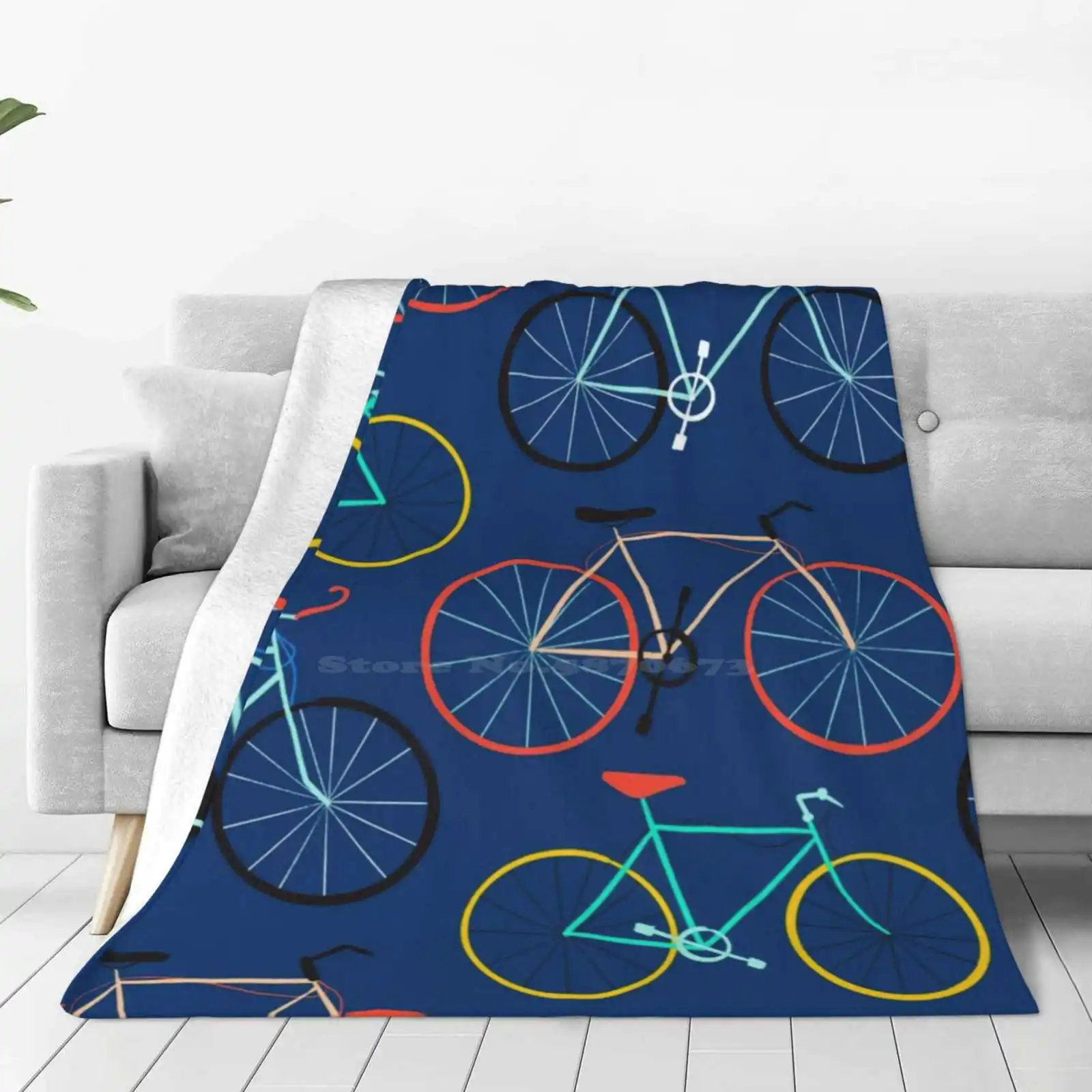 Blue Bikes Latest Super Soft Warm Light Thin Blanket Blue Bike Bicycles Riding Fitness Athletics Bright Colorful