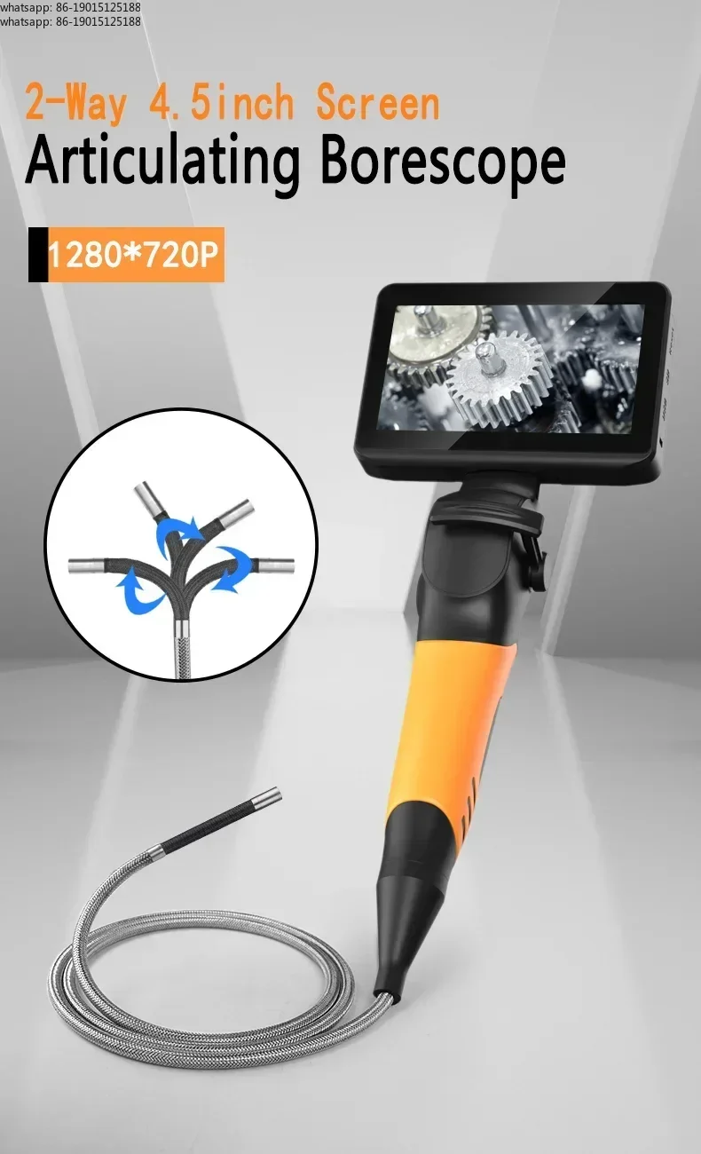 Dual hinged endoscope 4.5-inch CS60 screen industrial endoscope 720p 8Leds multifunctional 1M car