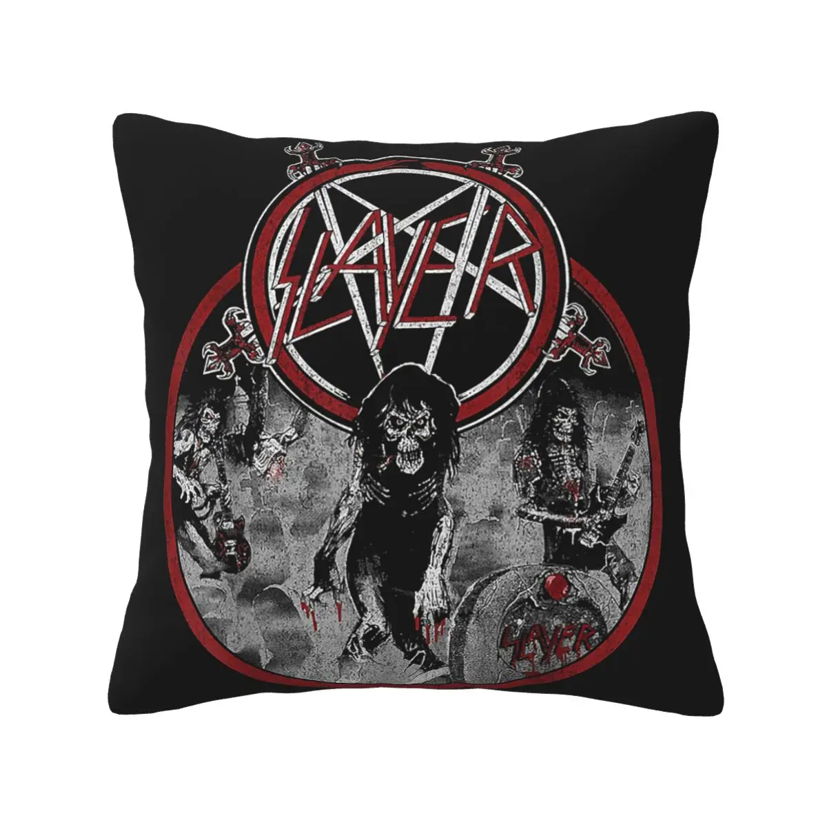 Heavy Metal Rock Slayer Live Undead Square Pillowcase Pillow Cover Cushion Zip Decorative Throw Pillow for Home Living Room