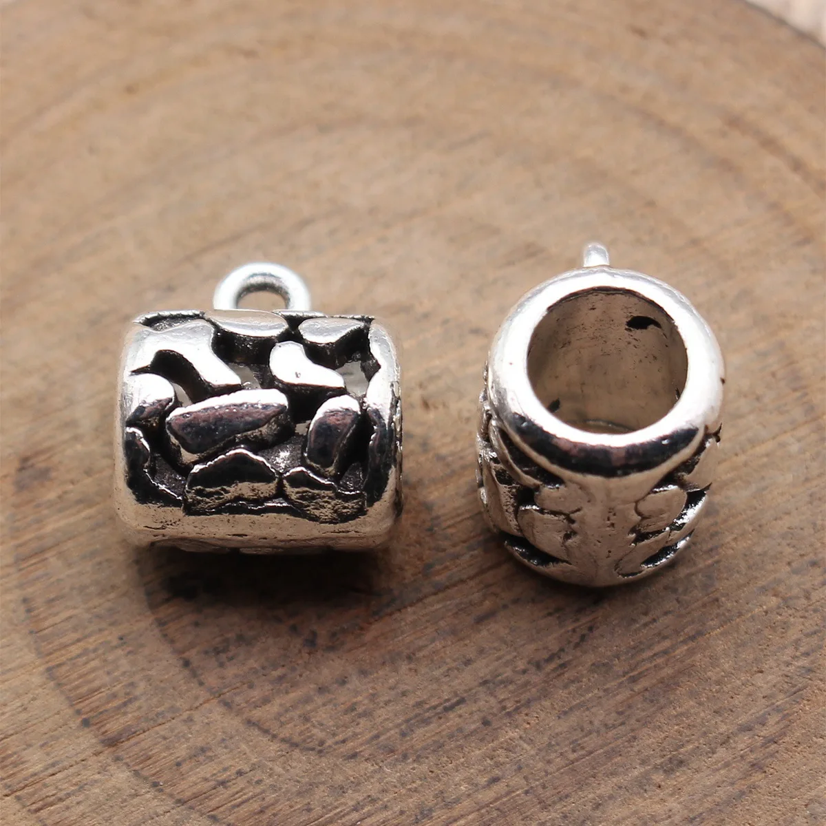 5pcs 14x12x10mm Antique Silver Color Hollow Out Carved Large Hole Hanging Head Bails Jewelry Materials Wholesale
