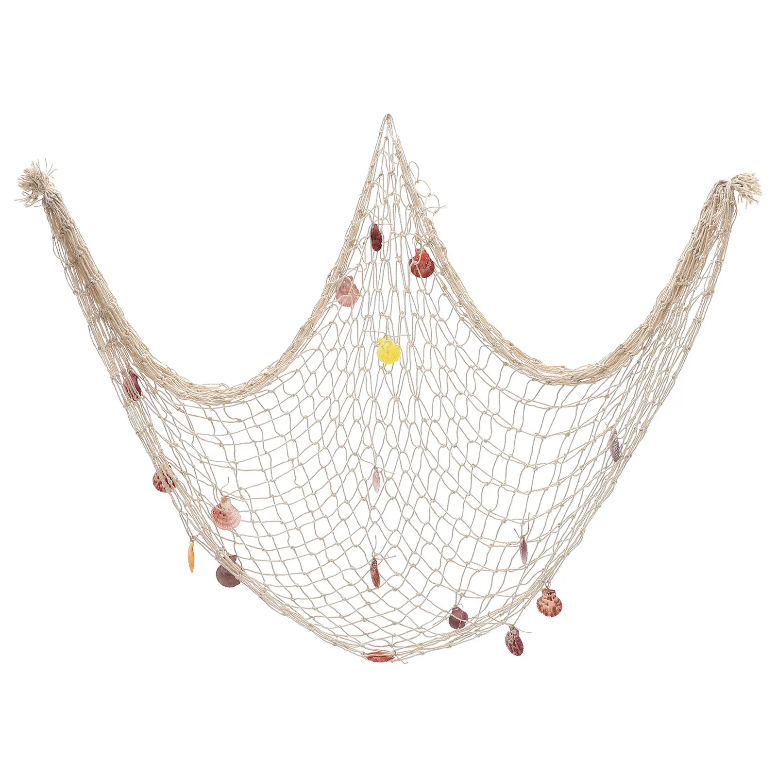

17pcs Decorative Fishing Net Premium Cotton Rope Wall Hanging With Shells Nautical Bedroom Living Window Decor