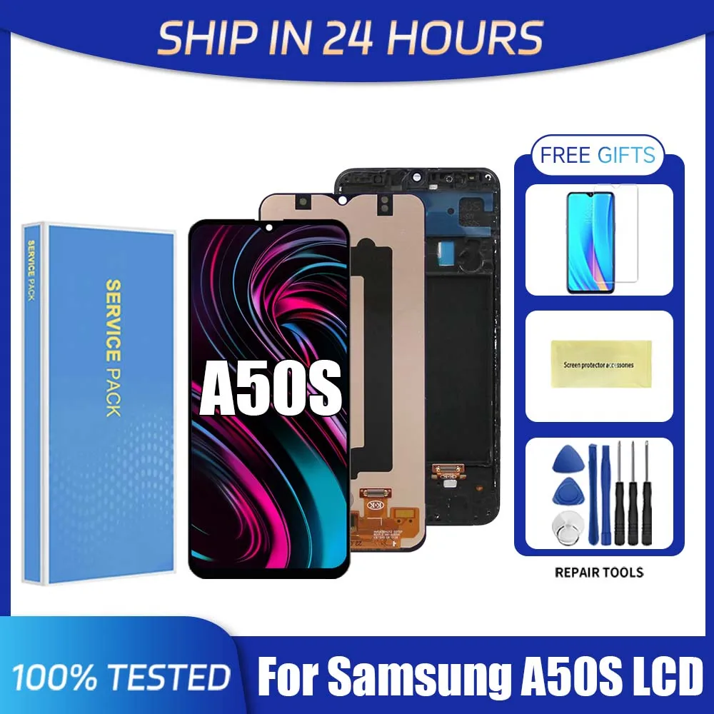 A50S For Samsung 6.4''For AMOLED A30 A50 A507F A507FN A5070 A507F/DS LCD Display Touch Screen Digitizer Assembly Replacement