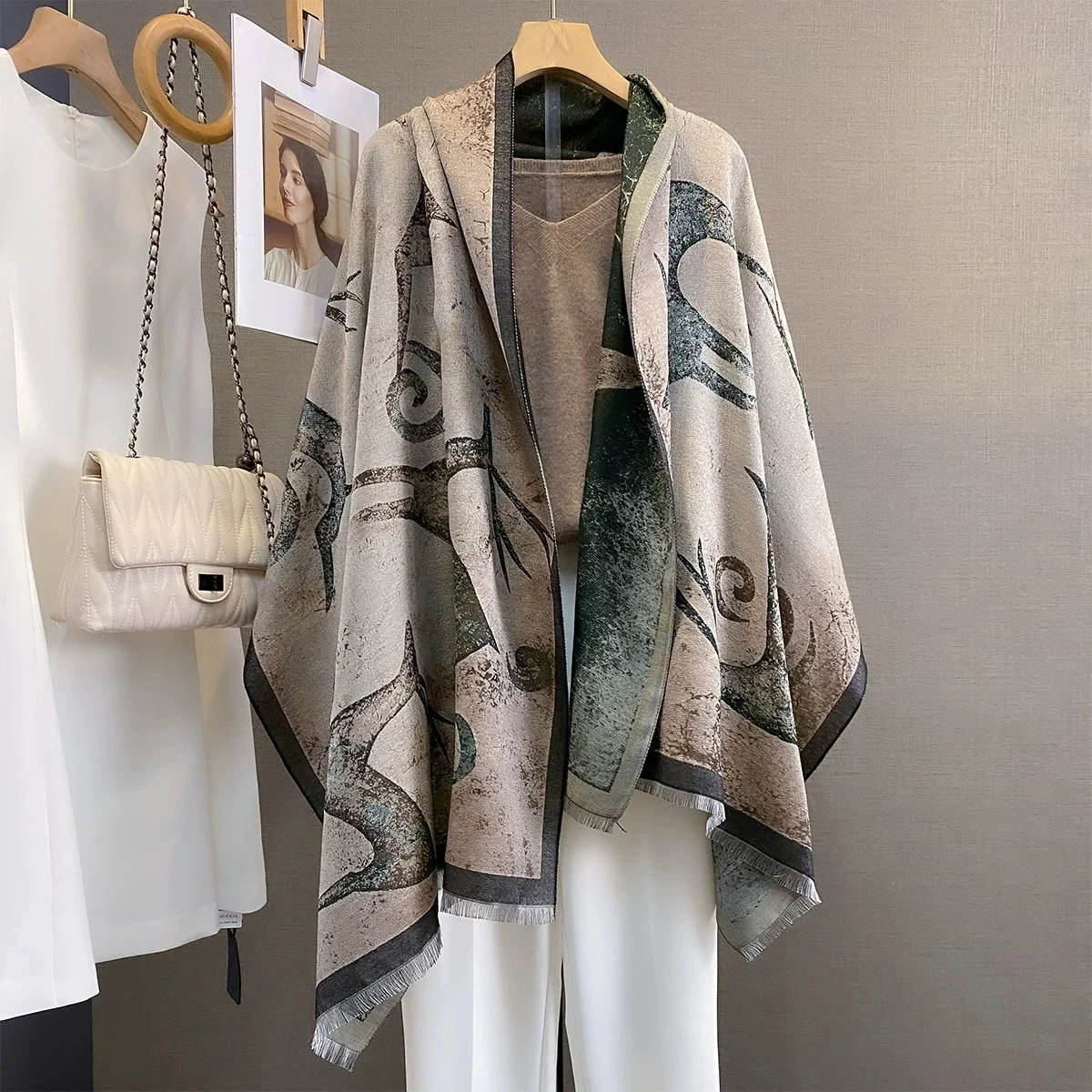 Women Men Cashmere Shawl Wrap - Mens Fashion Poncho 评论和价格