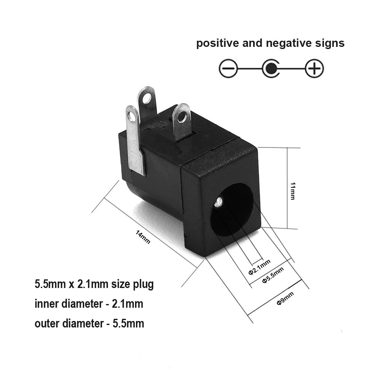 10pcs 12V DC Power Jack Socket Terminal 5.5mm 2.1mm Female Panel Mount Barrel Connector Plug Adapter For DIY Projects Connector