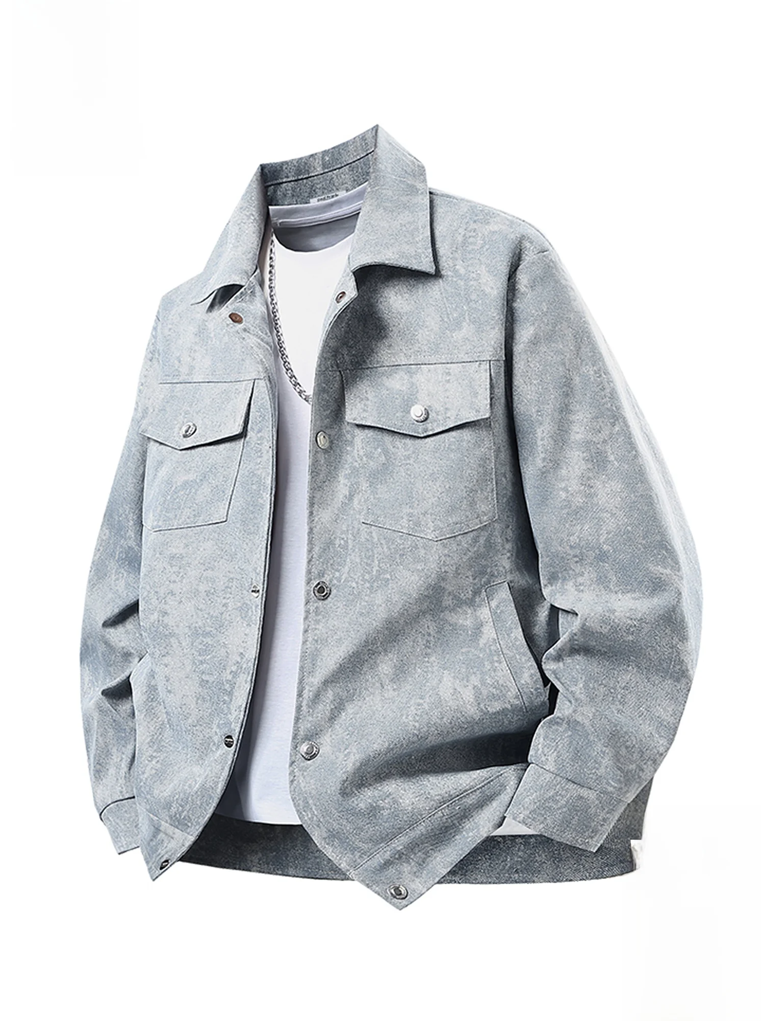 

PaulFrank Spring Faion Loose Collar Jaet Men's New Retro Casual Workwear Coat Large Mouth Monkey Polyester Fiber Long Sve