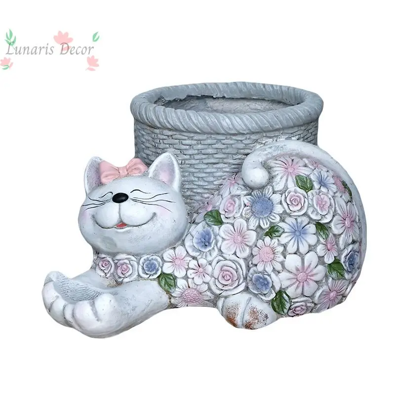 Creative Garden Ornaments Cute Lucky Cat Animal Garden Ornament Pot Cartoon Flower Pot