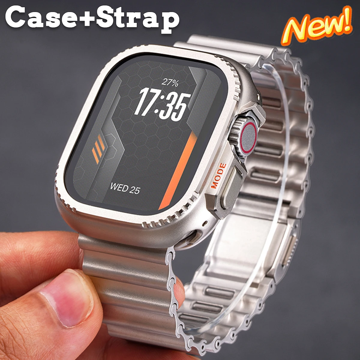 

Case+Strap for Apple watch ultra 3/2 49mm S10 S11 46MM Luxury Metal Band Bumper Frame Protector Iwatch Series 44 45 9 8 7 654 se