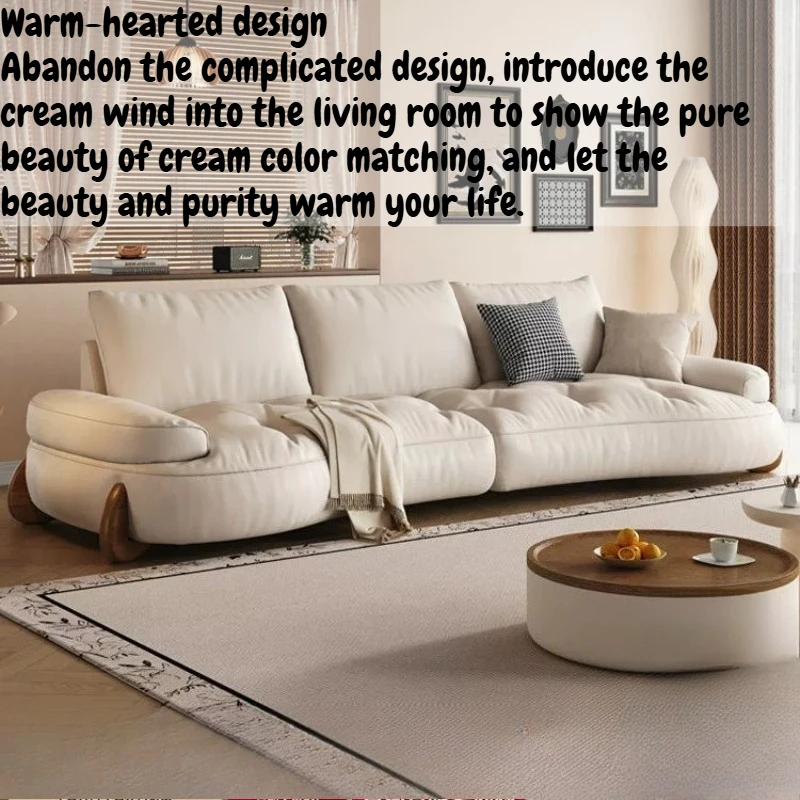 Living Room Curved Sofa Seating Armchair Queen King Size Wooden Leather Straight Sofa 3 Seater Chaise Lounge Couch Furniture