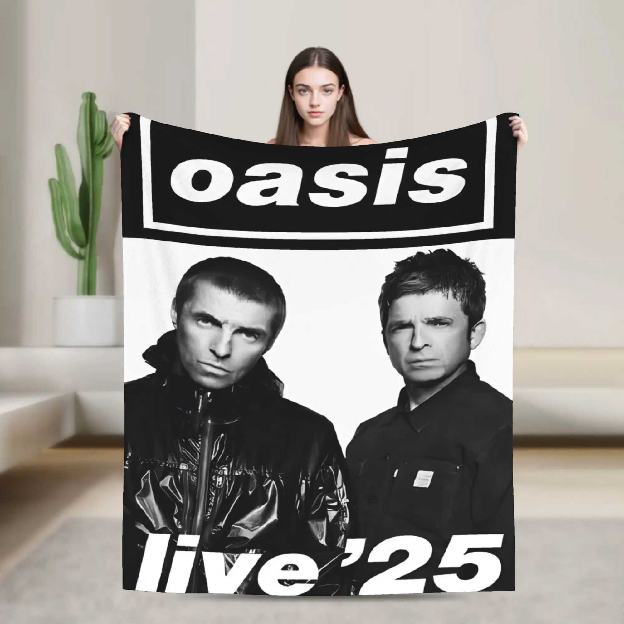 Live '25 Tour Rock British Band  Blanket O-Oasis Wool Funny Soft Throw Blankets for Bed Sofa Autumn/Winter