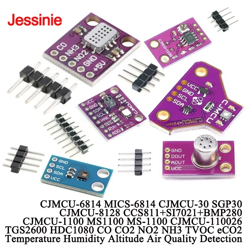 2Pcs/1pc MICS-6814 Nitrogen Carbon Gas Sensor Air Quality CO NO2 NH3 TGS2600 CCS811 BME680 Temperature Humidity Height Detection