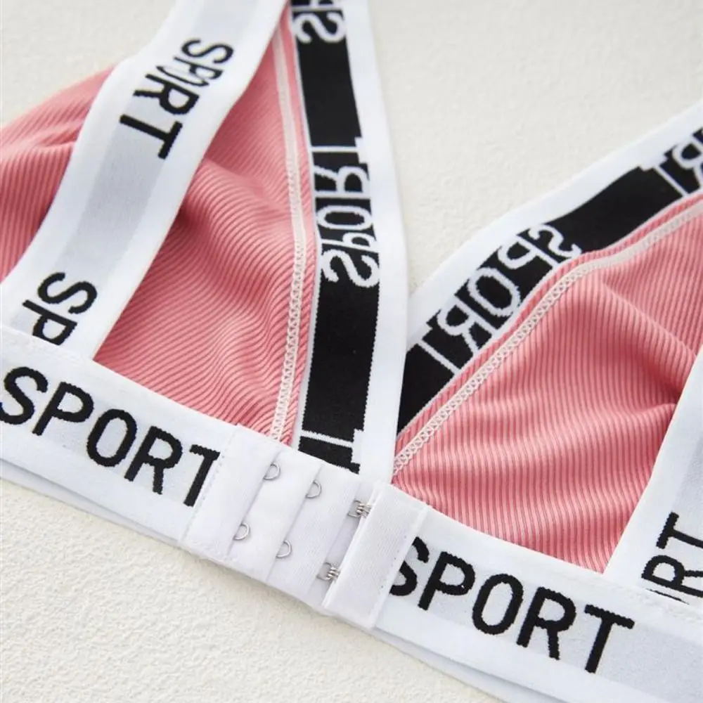 Comfortable Letter Wireless Deep V Bra Shockproof Gathered Breasts Women Underwear Lingerie Patchwork Push Up Bras Gifts