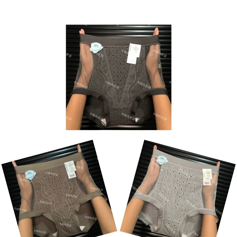 

Женские комфортные бесшовные трусики больших размеров с высокой талией, дышащие, приятные к телу, сексуальные, кружевные, сетчатые, прозрачные