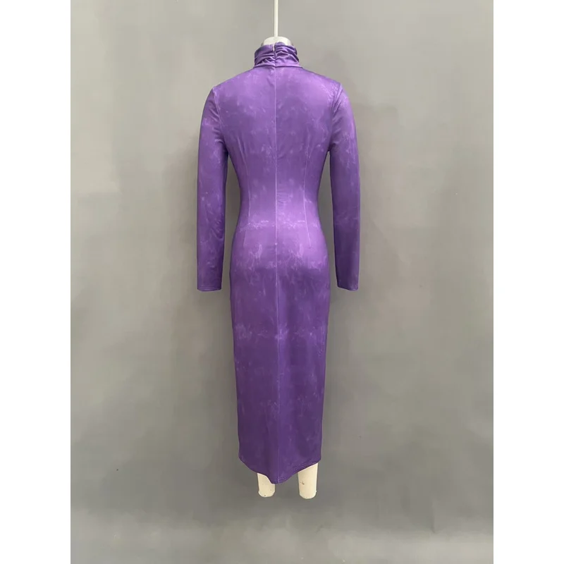 QICHE 2026 Fall Winter New Women Sexy Slim Long Sleeve Midi Dress, Elegant Bodycon Dress For Coat Matching