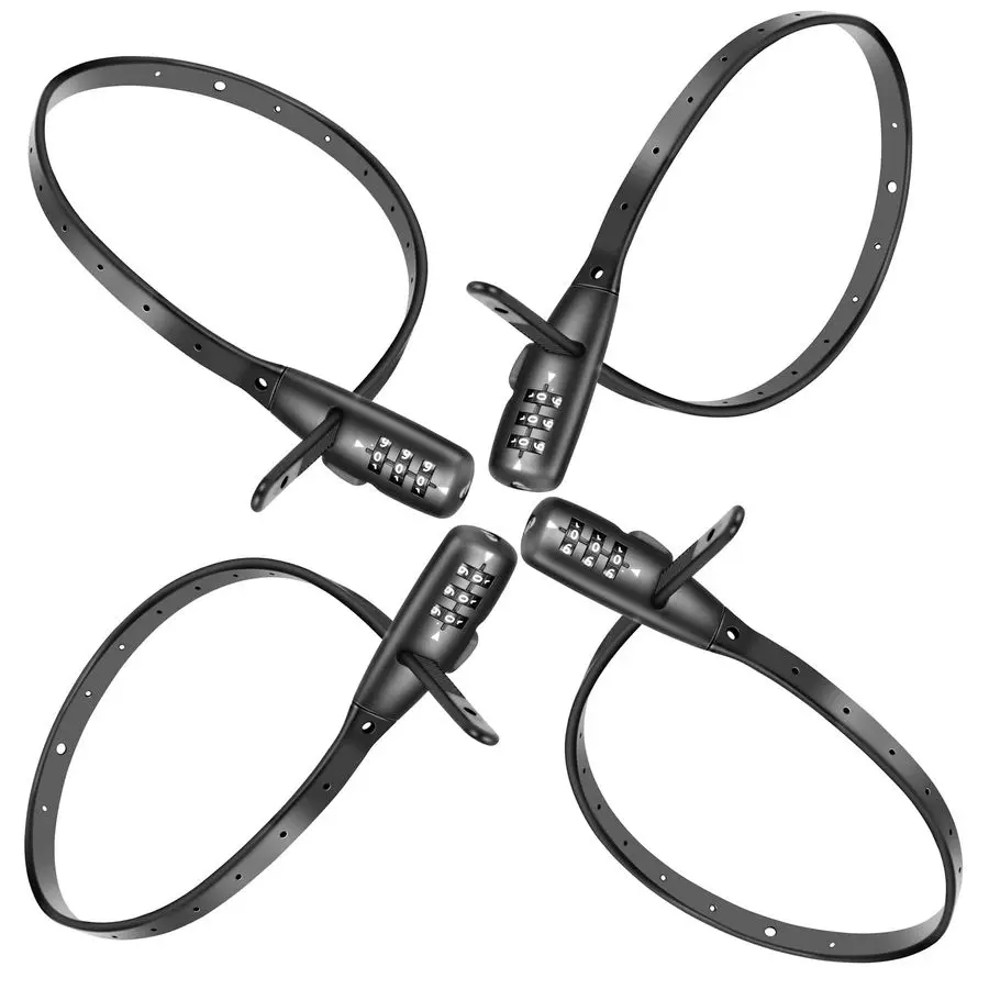 

Tie Lock 3Digit Combo 22in 56cm Adjustable Cable Bike Lock for Cafe Stop,Lightweight ChildProof Small Fridge Lock 4Pack
