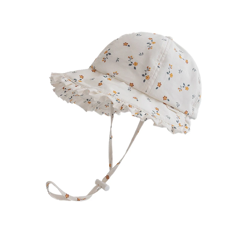 Summer Baby Sun Hat Flower Print Toddler Kids Cotton Bucket Hat Outdoor Baby Girl  Empty Top Fisherman Cap