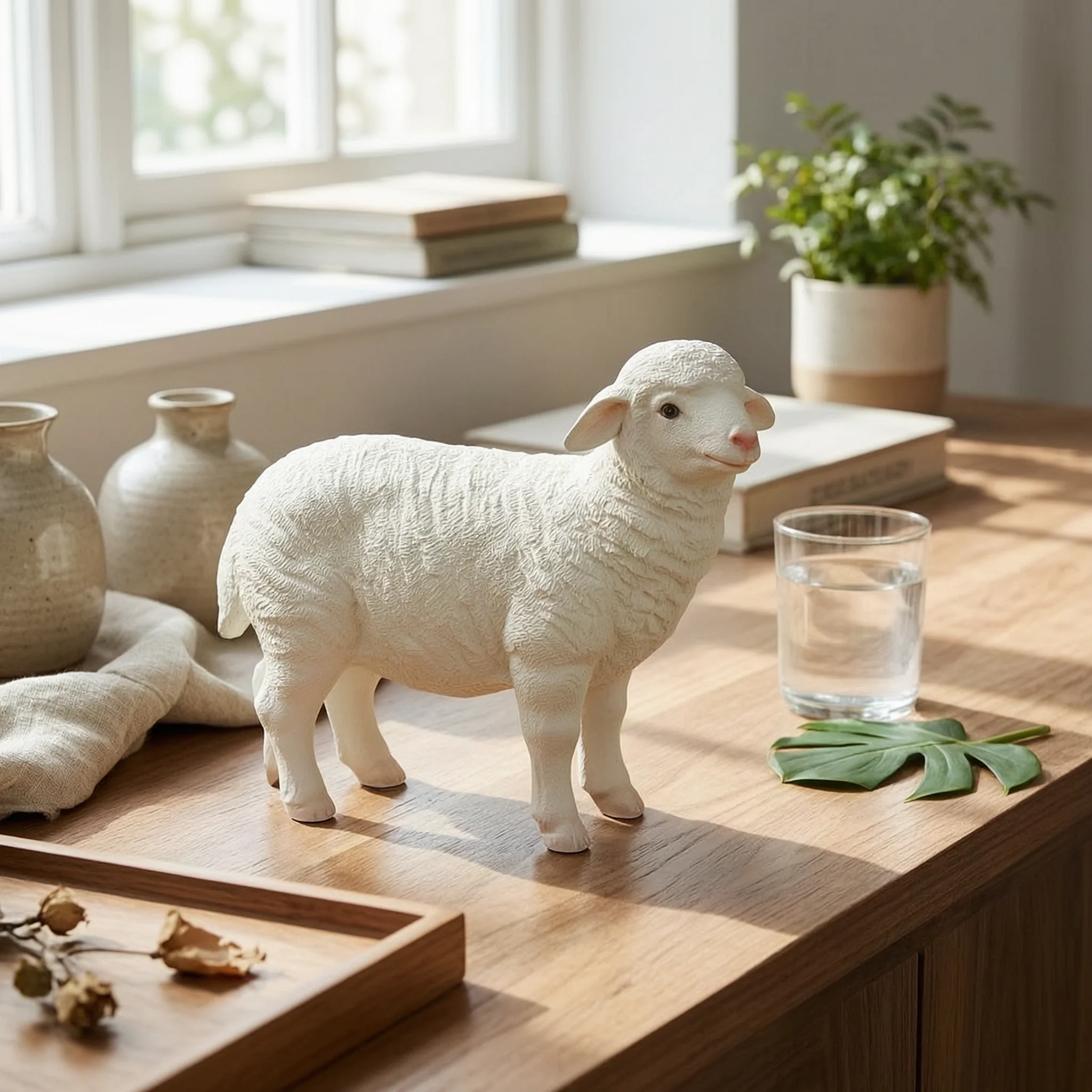 Sheep Figurine Realistic Resin Sheep Animal Figurines Long-Lasting Decor Weatherproof for Homeowners, Garden, Lawn