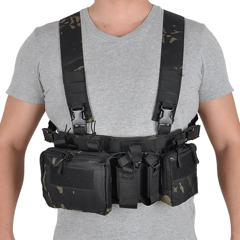 Tactical Chest Vest Rig Bag Field Training Molle Vest Multifunctional Camouflage Strap Multi-Pocket Outdoor Camping Cs Match Bag