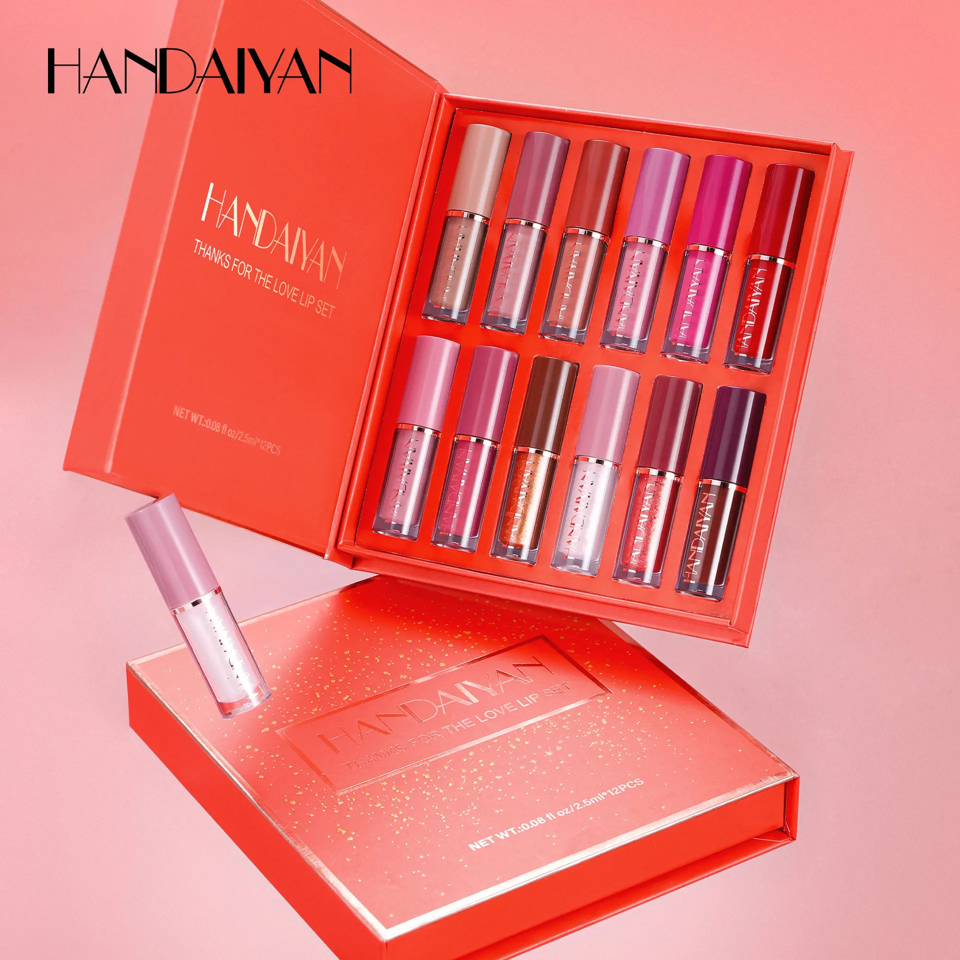 12 Shades Multi-finish Lip Gloss Gift Box Matte Fog Pearly Dewy Hydrating Long Wear Natural Nourishing Lip Tint Cosmetic Set