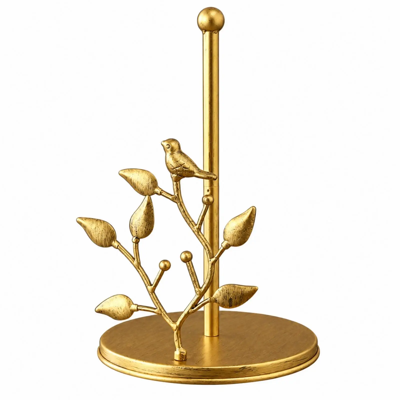 Metal Paper Towel Holder with Botanical Framework Gold-Tone Finish Freestanding Paper Towel Holder Decorative for Dining Areas,