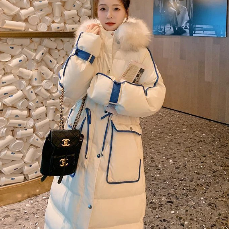 Manteau en duvet de coton à capuche pour femmes, Parkas optiques pour femmes, Vêtements d'extérieur chauds, Veste longue, Mode d'hiver, Nouveau, 2023