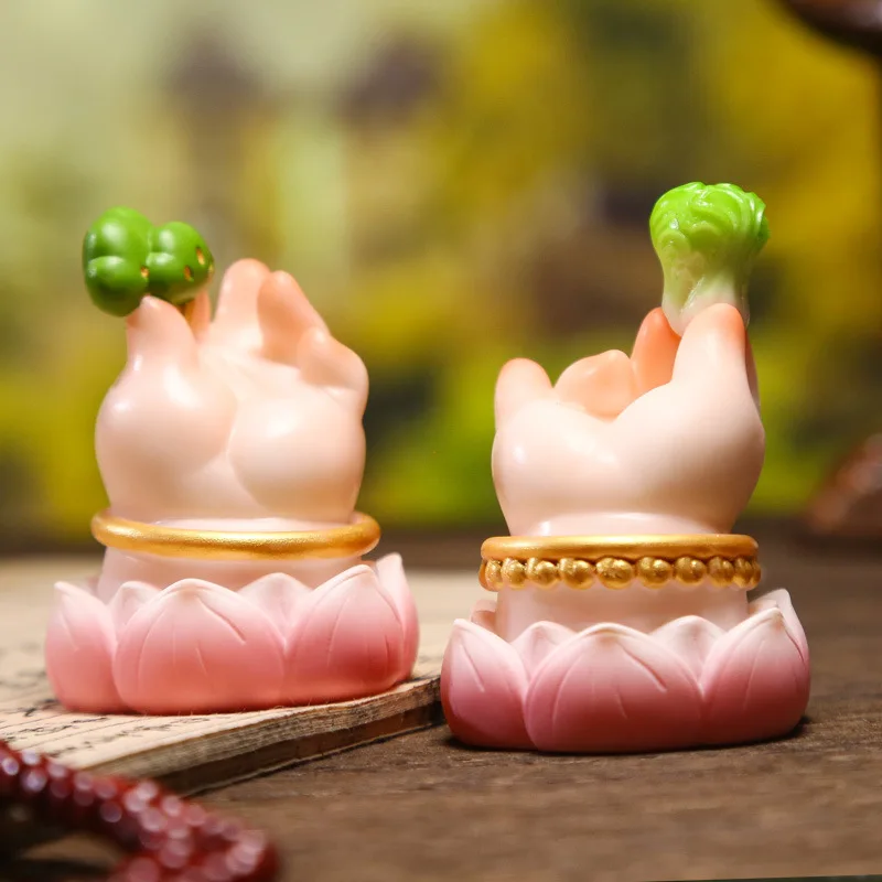 New Cute Style Fat Buddha Hand Resin Ornament Desktop Decor Home Decoration Meaningful Craft Home &