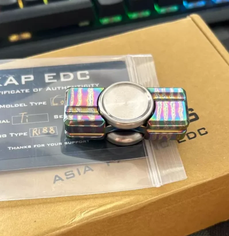 Used EDC KAP Titanium two page large impact fidget slider decompression toy