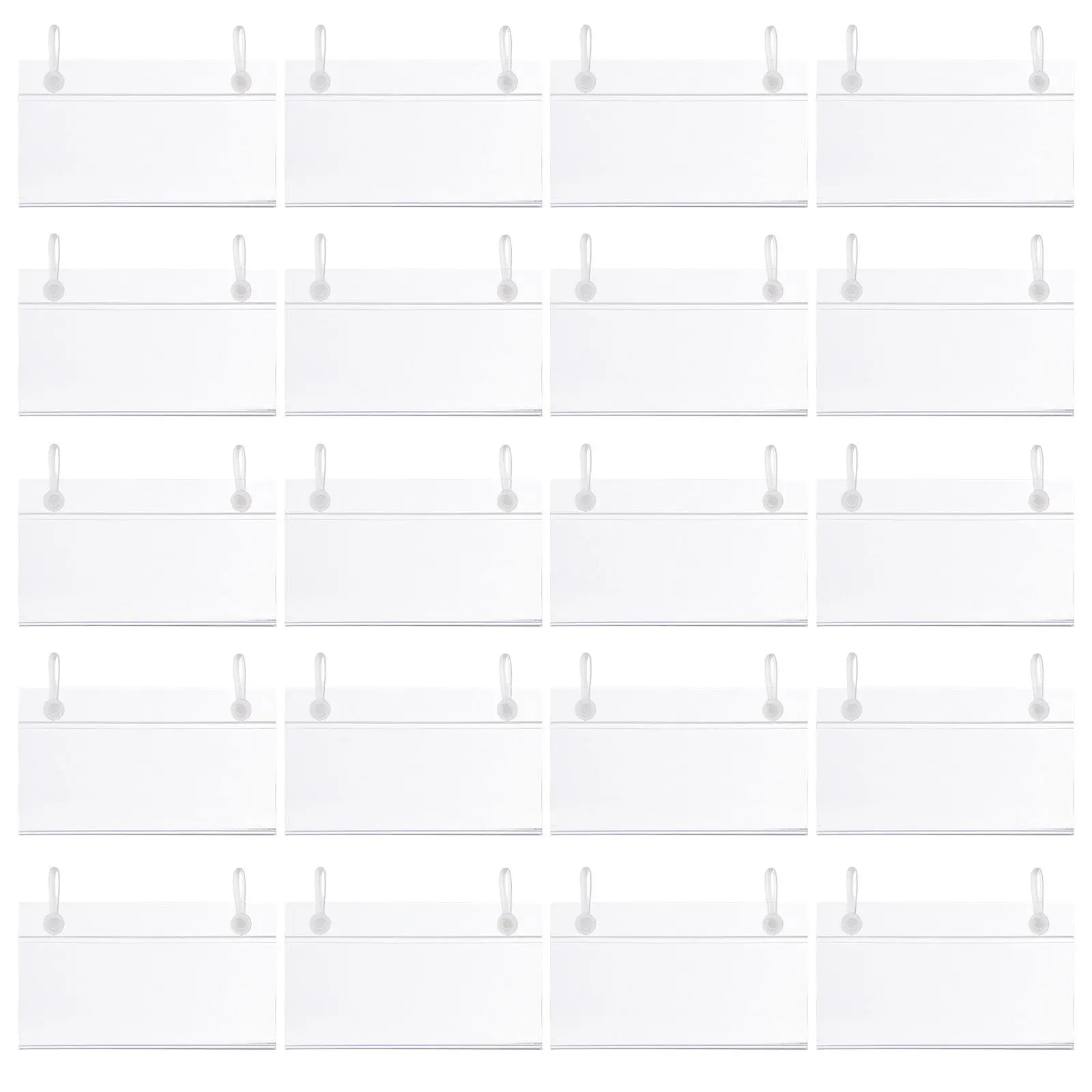 

100 шт. держателей для ценников на проволочные полки с двойным крючком, прозрачные пластиковые клипсы для демонстрации ценников в розничной торговле и супермаркетах