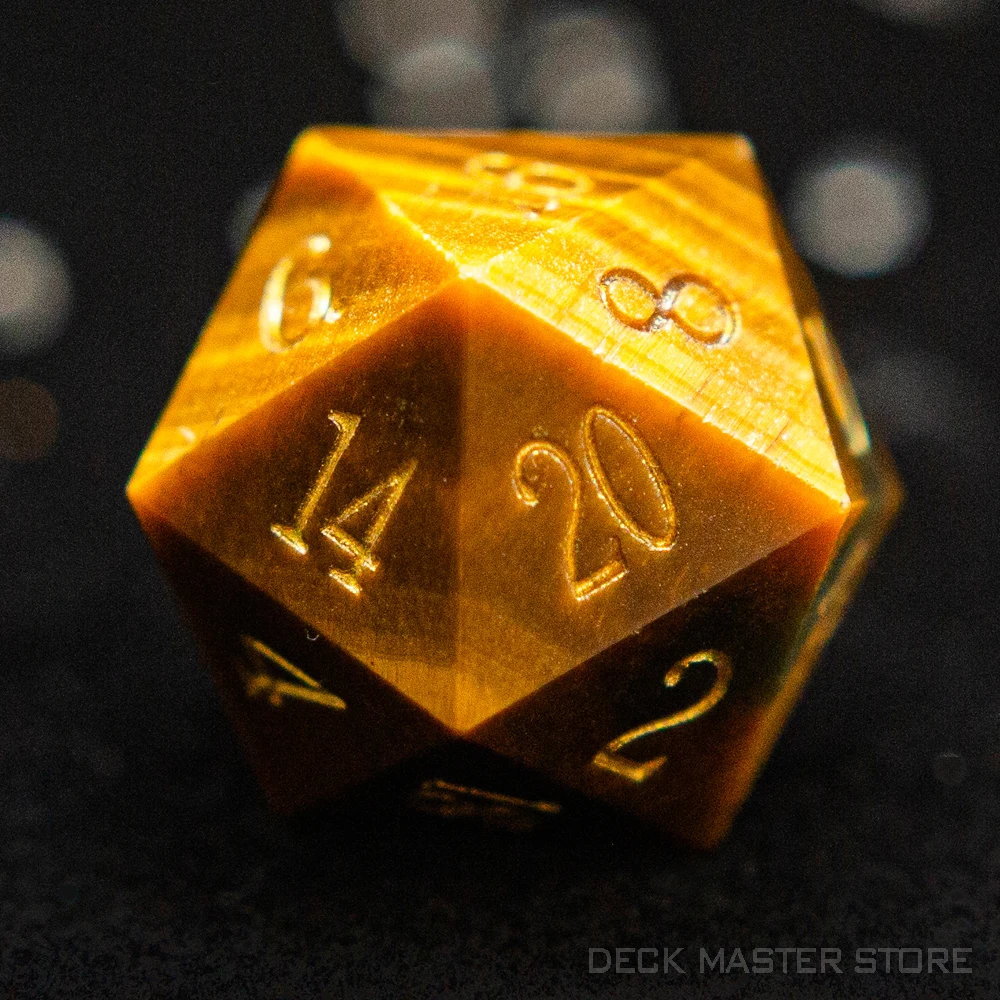 Yellow Tiger Eye Dice Polyhedral Gemstone Various Shapes Digital D20 DnD Dice for D&D TRPG Tabletop Games Board Games Dice