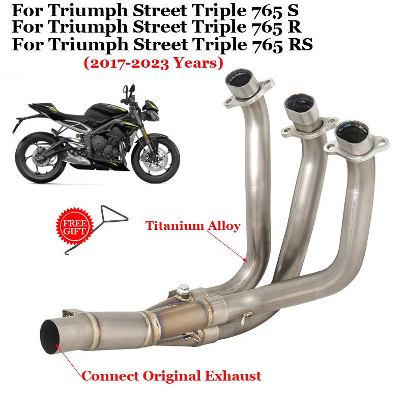 For Triumph Street Triple 765 S R RS 2017 - 2023 Motorcycle Exhaust Titanium Alloy Front Link Pipe Connect Original Muffler