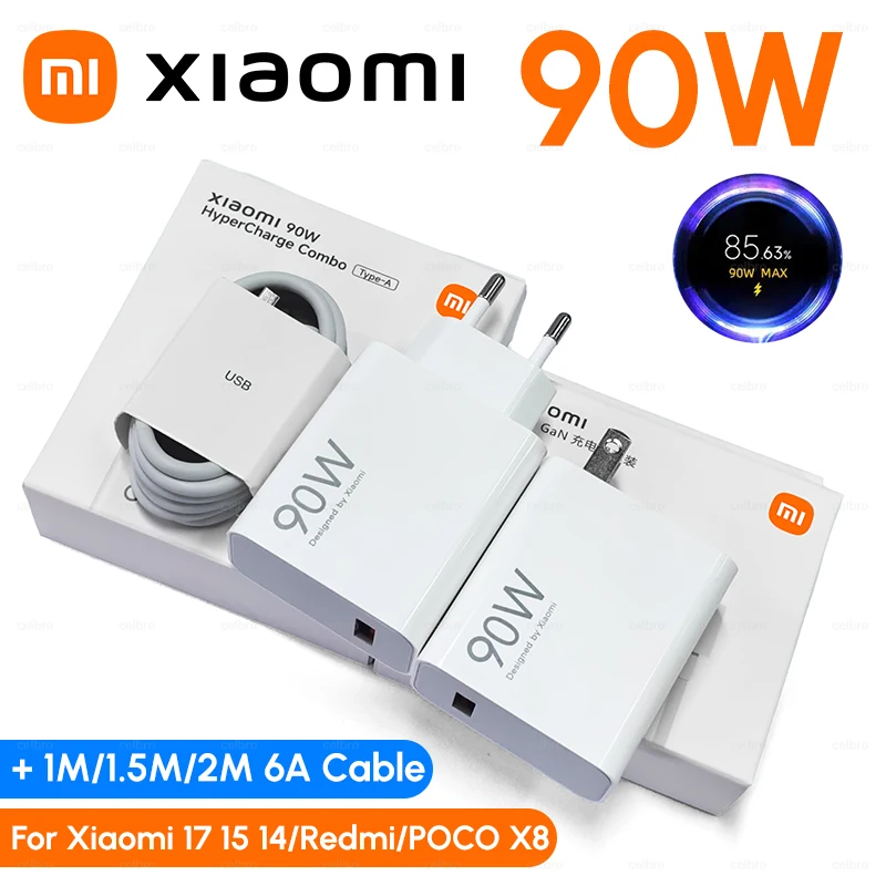 

Зарядное устройство Xiaomi 90W, адаптер Type-C 67W 55W 33W, кабель USB для быстрой зарядки 6A, совместим с Mi 17, 15, 15T, 14, 13 Pro, Ultra, Redmi Note, POCO, MIX, Flip