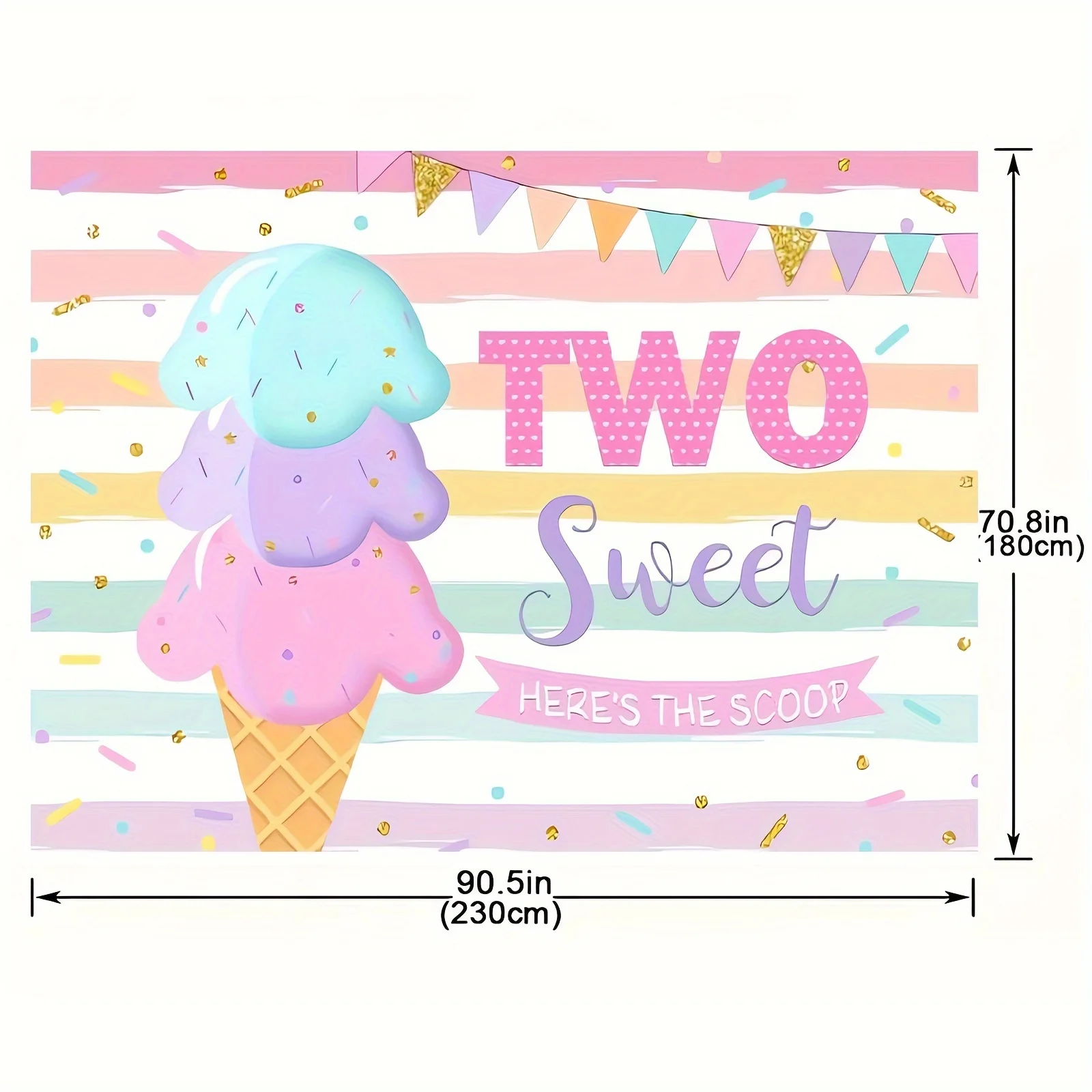 1 person, photography background, Ice cream photography studio background Two Sweet Princess birthdays are exclusive banners