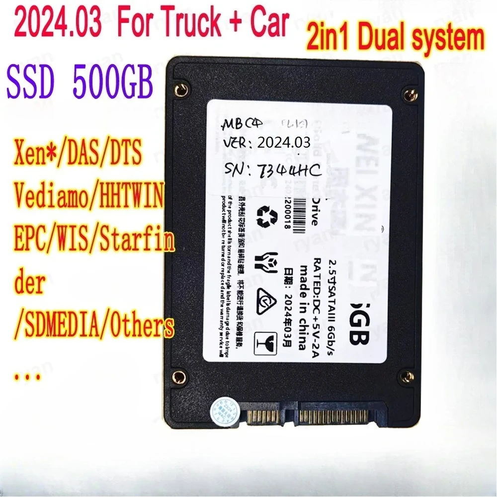 Software C4 2025.09 para Mb Star C4, Nuevo SSD para Mb Star C5, Compatible con la Mayoría de las Laptops y PC, Full HHT WIN DAS X Vediamo para Camiones y Autos