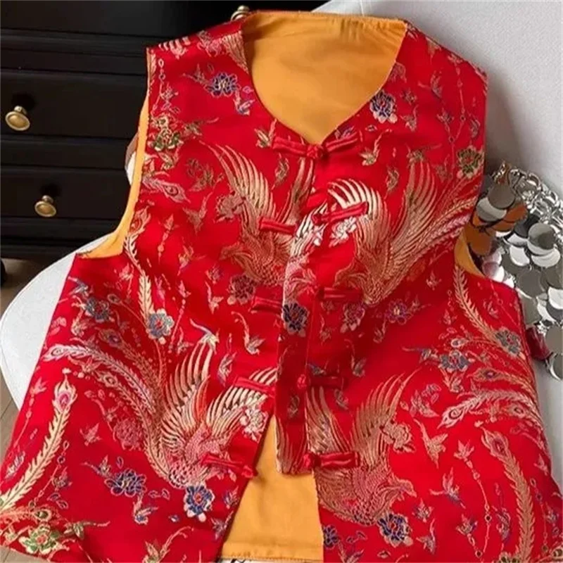 Women's Jackets Women's Vest New Chinese Retro Loose Cardigan Embroidery worn Outside in Early Autumn National Wind Vest Woman