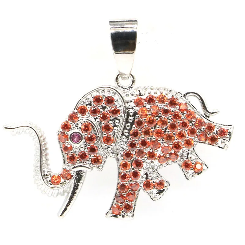 

32x28mm Elephant Shape White Sapphire Tanzanite Pink Kunzite Orange Spessartine Garnet Silver Pendant