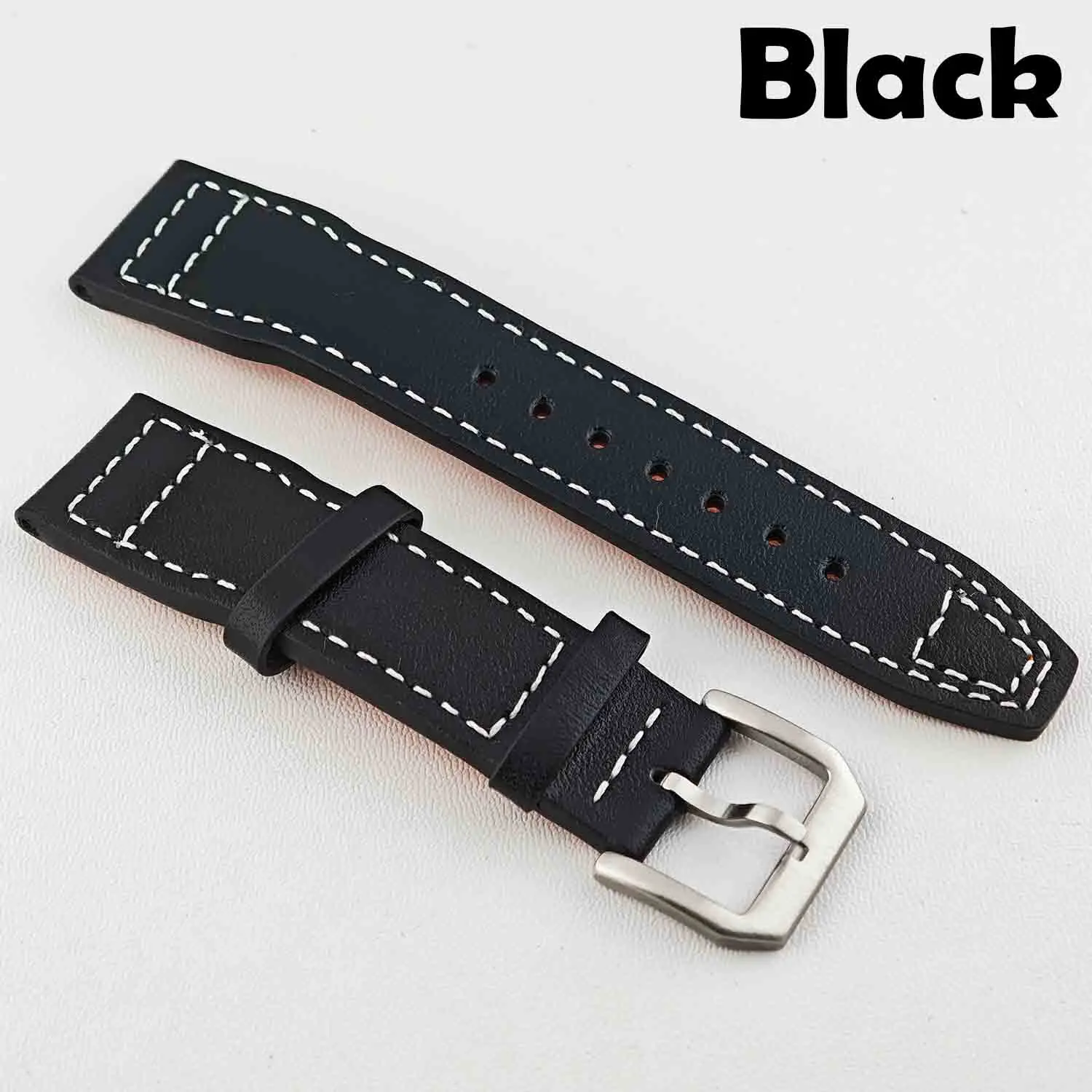 Pilot leather strap 20mm sport strap sewn leather strap for men and women interchangeable strap watch accessories