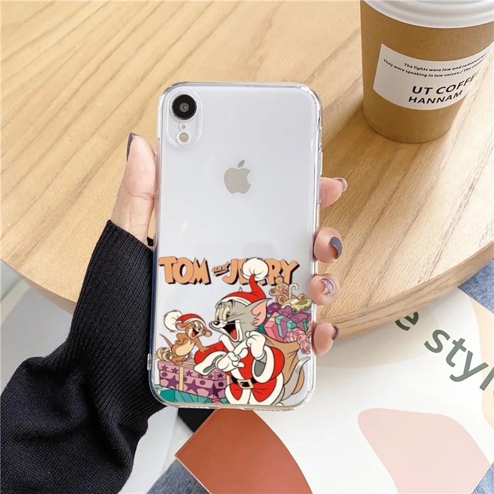 T-Tom And J-Jerry Phone Case For Iphone 15 11 13 14 Pro Max 7 8 Plus X Xr Xs Max 16pro 12mini Transparent Cover