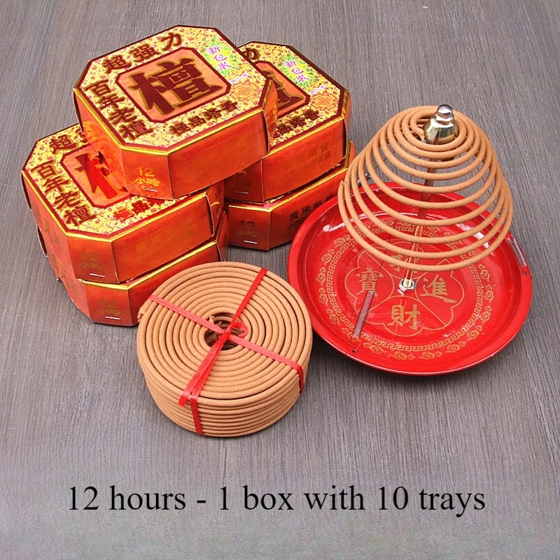 Sandalwood 12 Hours Incense Coil Guanyin Household Temple Worship Study Rooms Meditation Calms Mind Promotes Sleep Purifies Air