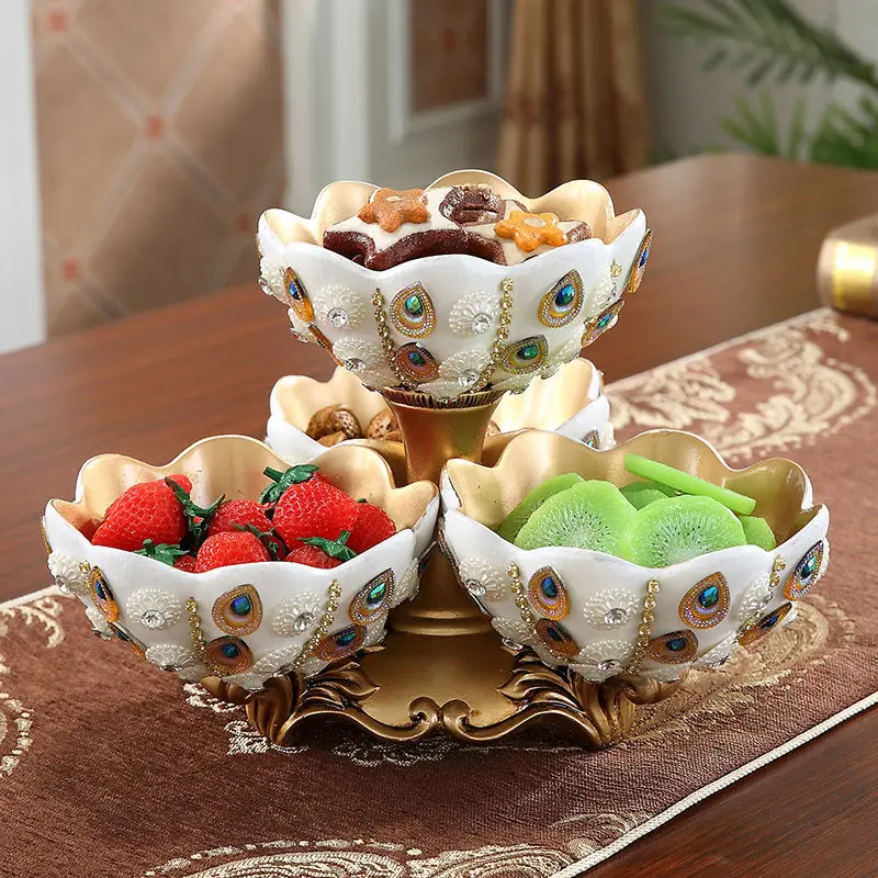 Fruit plate living room three-piece set, dried fruit and candy tray, high-end creative home decor
