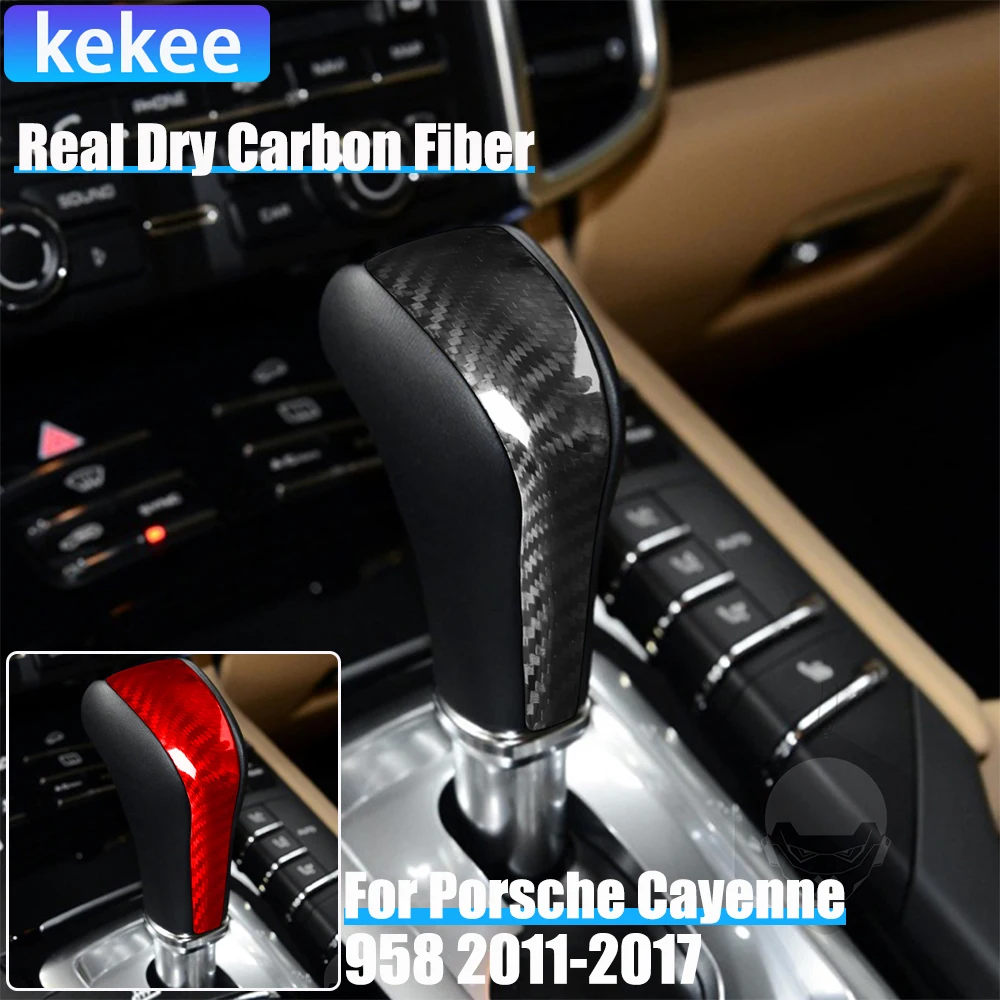 

Real Dry Carbon Fiber Car Accessories Gear Shift Knob Decorative Trim For Porsche Cayenne 958 2011 2012 2013 2014 2015 2016 2017